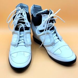 NWOT Yohji Yamamoto Y-3 Leather Lace Up High Top Wedge Sneakers Size 10 US #1391